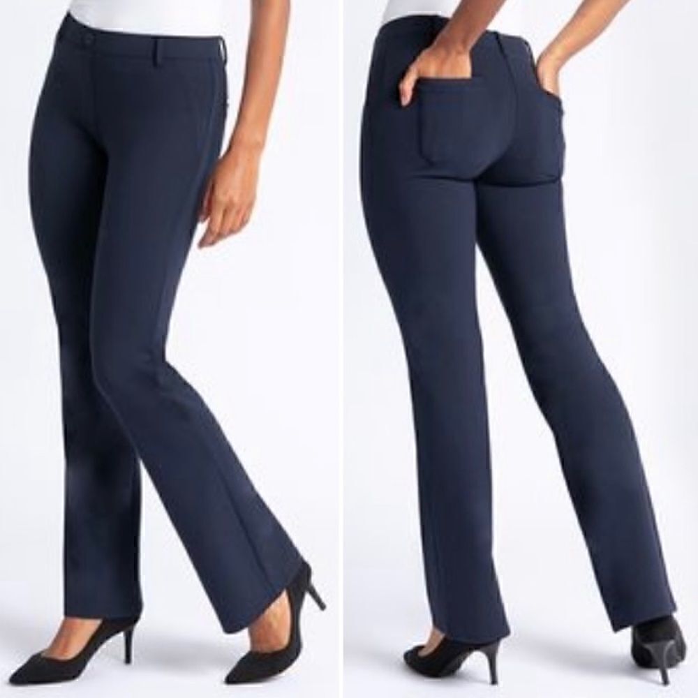 Betabrand navy blue bootcut yoga dress pants size MP